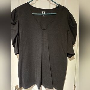 Anne Klein Black V-Neck Blouse